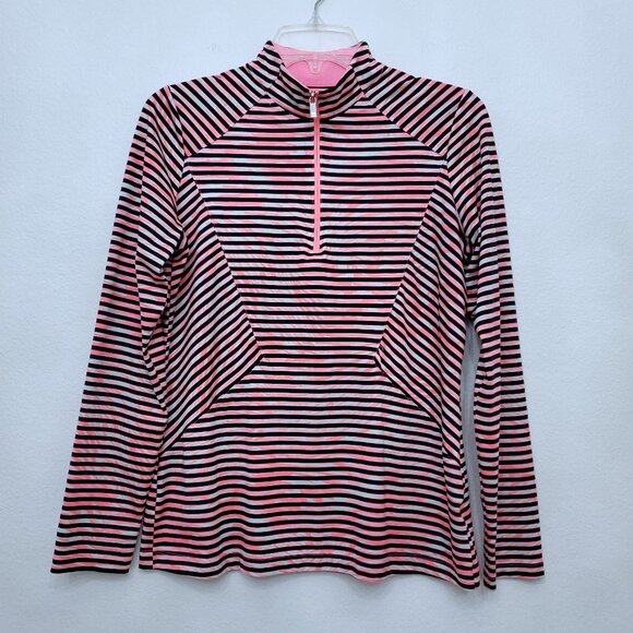 Tail Activewear Striped Long Sleeve 1/4 Zip Tennis Pickleball Golf Sporty Top M - Picture 1 of 15